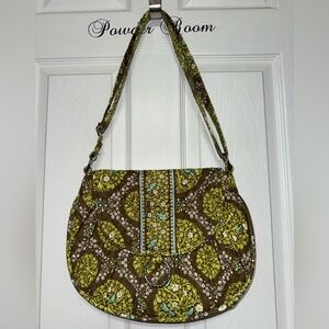 Vera Bradley Saddle Up Crossbody Bag Sittin’ In A Tree Blue Birds Brown Green